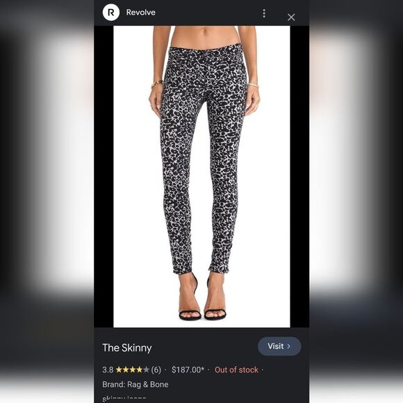 Rag & Bone Animal Print Amoeba Skinny Stretch Denim Jeans Sz 25 - Picture 11 of 11